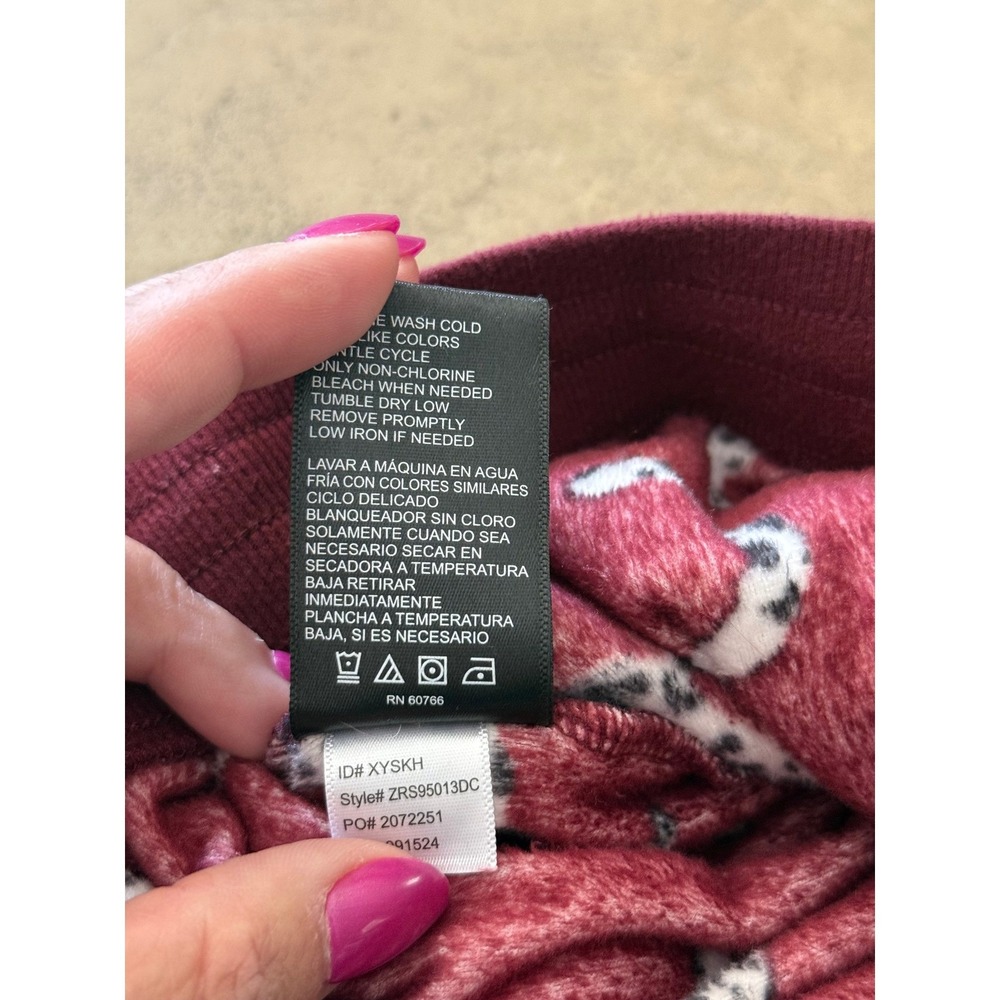 Room Service Womens Burgundy Leopard Print Velvet Pajama Set Velour Joggers L - Picture 15 of 16